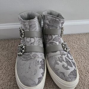 Nine West Gray Floral High-Top Sneakers